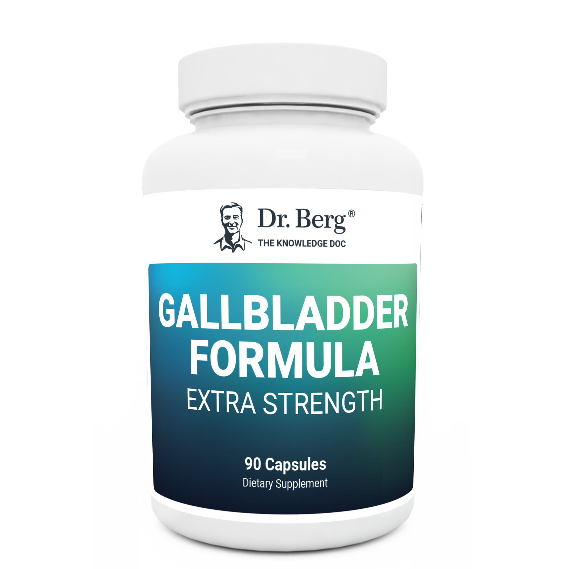 Gallbladder Formula Extra Strength, 90 capsules, front view, bottle with Dr. Berg branding.