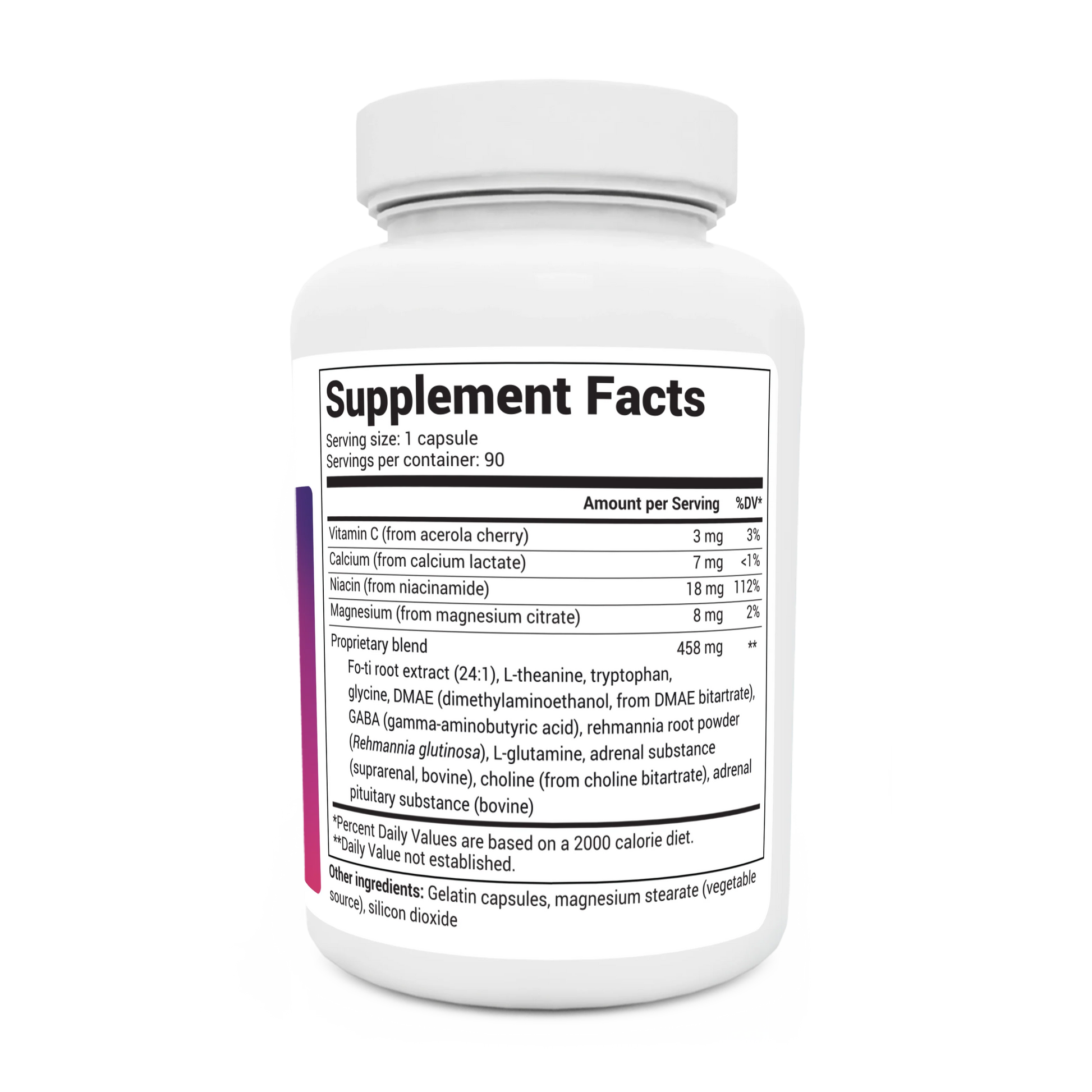 Sleep Aid Regular Formula bottle label, right side view, supplement facts. 