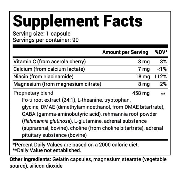 Close-up view of Sleep Aid Regular Formula supplement fact label.